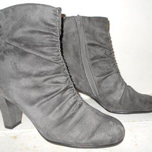 Faux suede ankle boots 3" heels sz 9.5